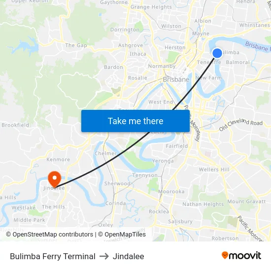 Bulimba Ferry Terminal to Jindalee map