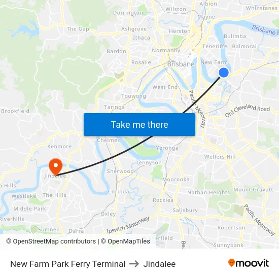 New Farm Park Ferry Terminal to Jindalee map