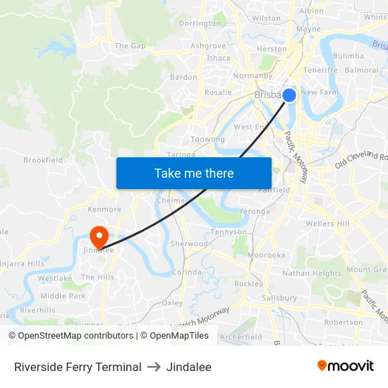 Riverside Ferry Terminal to Jindalee map