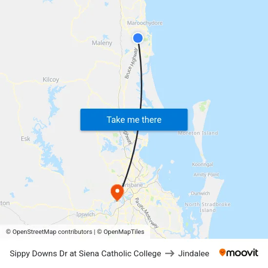 Sippy Downs Dr at Siena Catholic College to Jindalee map