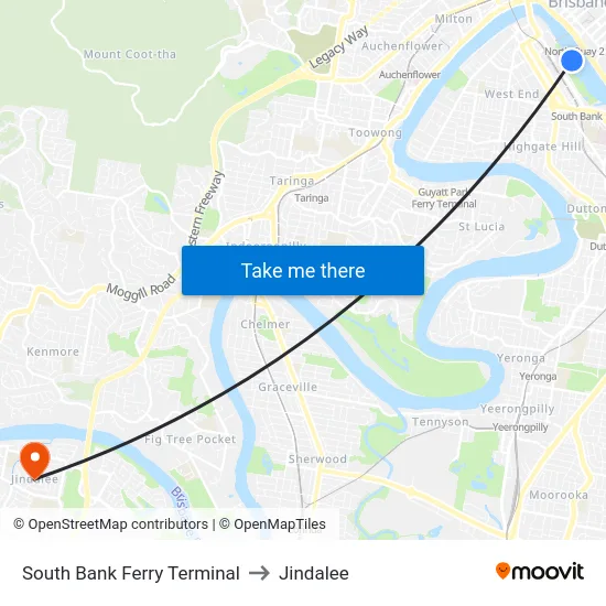 South Bank Ferry Terminal to Jindalee map