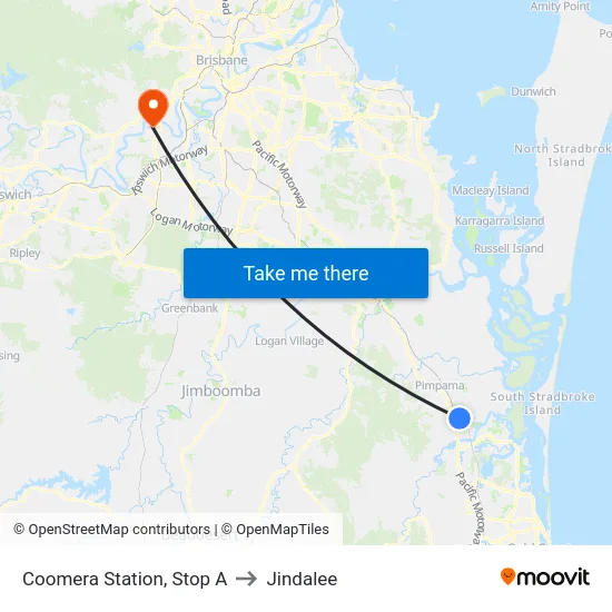 Coomera Station, Stop A to Jindalee map