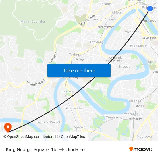King George Square, 1b to Jindalee map