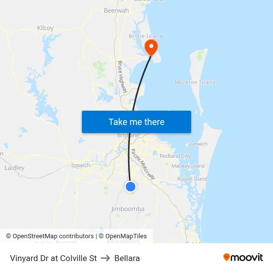 Vinyard Dr at Colville St to Bellara map