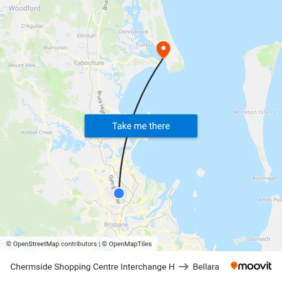 Chermside Shopping Centre Interchange H to Bellara map