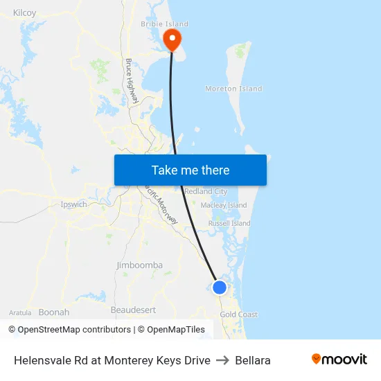 Helensvale Rd at Monterey Keys Drive to Bellara map