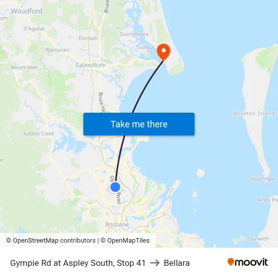 Gympie Rd at Aspley South, Stop 41 to Bellara map