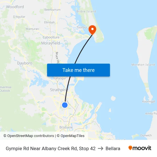 Gympie Rd Near Albany Creek Rd, Stop 42 to Bellara map