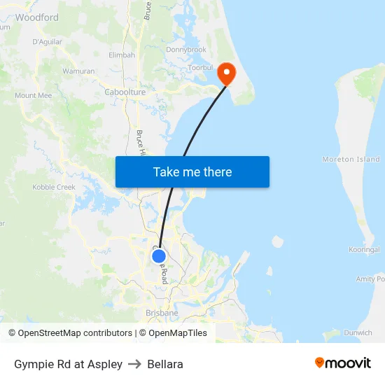 Gympie Rd at Aspley to Bellara map