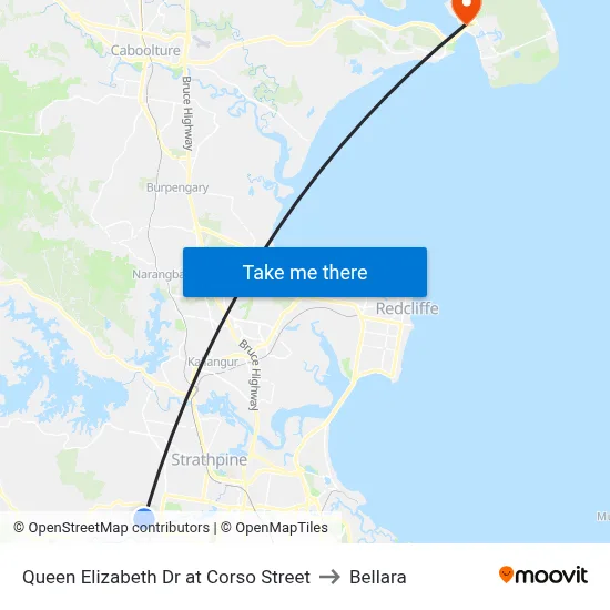 Queen Elizabeth Dr at Corso Street to Bellara map