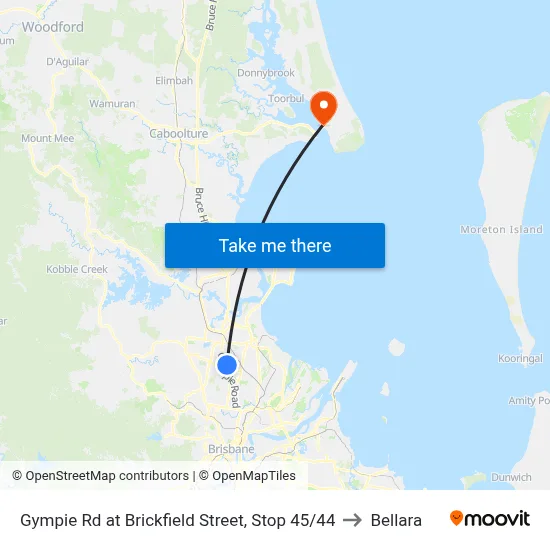 Gympie Rd at Brickfield Street, Stop 45/44 to Bellara map