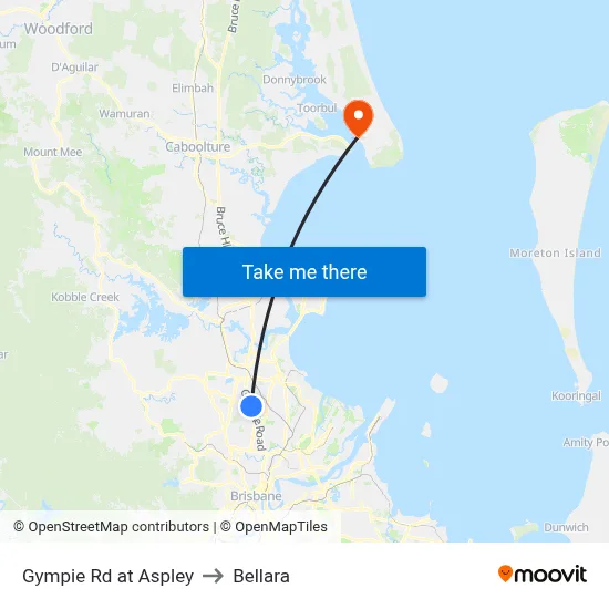 Gympie Rd at Aspley to Bellara map