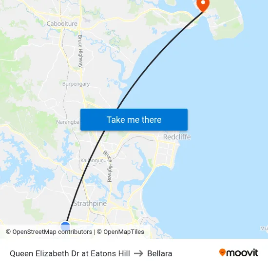 Queen Elizabeth Dr at Eatons Hill to Bellara map
