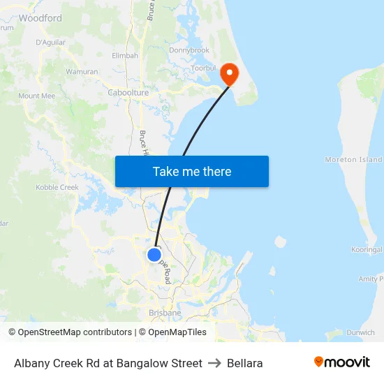 Albany Creek Rd at Bangalow Street to Bellara map