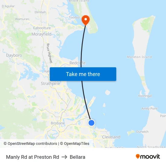 Manly Rd at Preston Rd to Bellara map