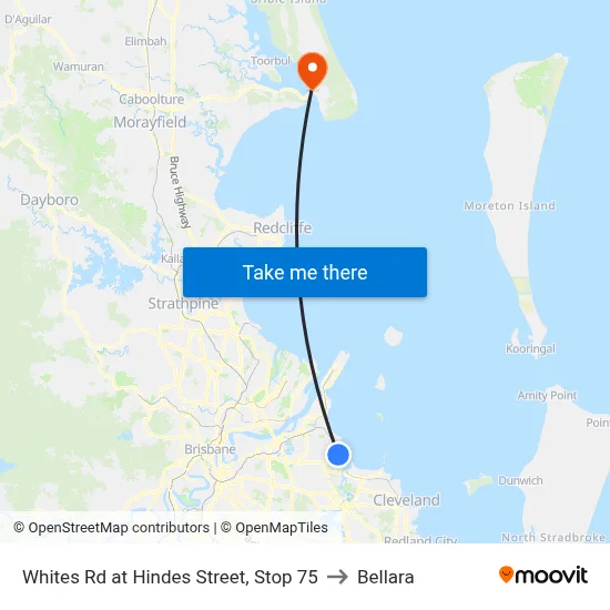 Whites Rd at Hindes Street, Stop 75 to Bellara map