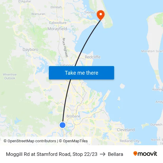 Moggill Rd at Stamford Road, Stop 22/23 to Bellara map