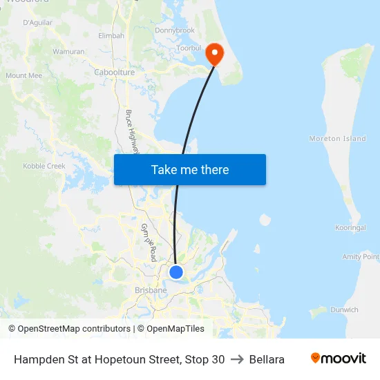 Hampden St at Hopetoun Street, Stop 30 to Bellara map