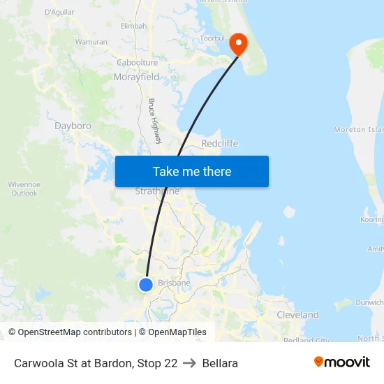 Carwoola St at Bardon, Stop 22 to Bellara map