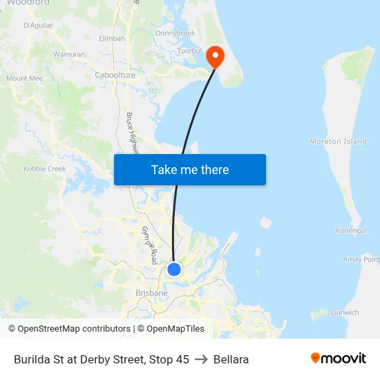 Burilda St at Derby Street, Stop 45 to Bellara map