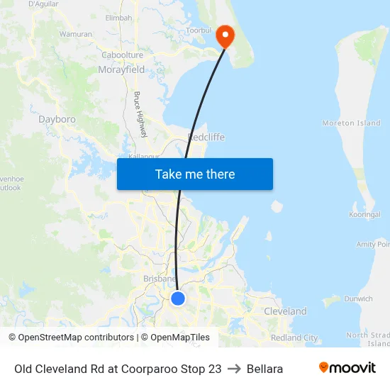 Old Cleveland Rd at Coorparoo Stop 23 to Bellara map
