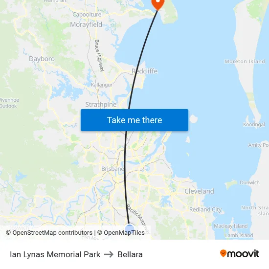 Ian Lynas Memorial Park to Bellara map