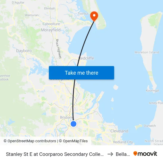 Stanley St E at Coorparoo Secondary College to Bellara map