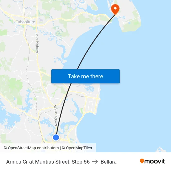 Arnica Cr at Mantias Street, Stop 56 to Bellara map