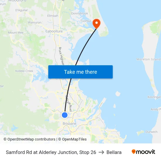 Samford Rd at Alderley Junction, Stop 26 to Bellara map