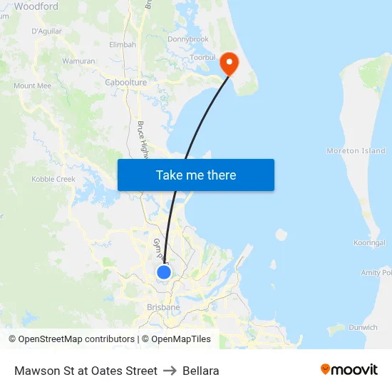 Mawson St at Oates Street to Bellara map
