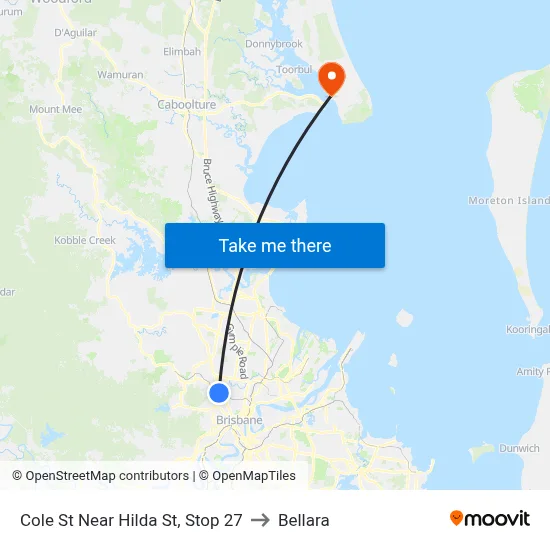 Cole St Near Hilda St, Stop 27 to Bellara map