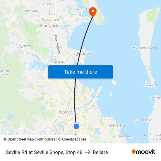 Seville Rd at Seville Shops, Stop 48 to Bellara map