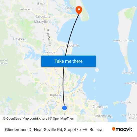 Glindemann Dr Near Seville Rd, Stop 47b to Bellara map