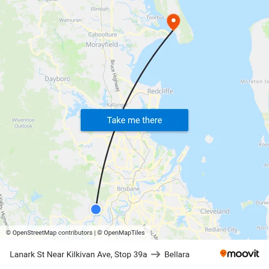 Lanark St Near Kilkivan Ave, Stop 39a to Bellara map