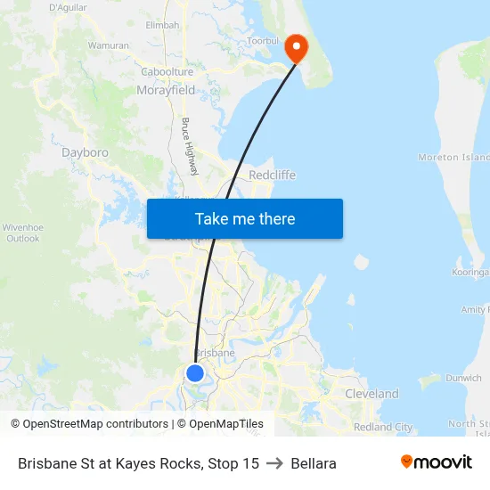 Brisbane St at Kayes Rocks, Stop 15 to Bellara map