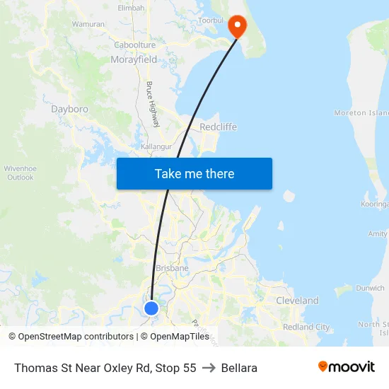 Thomas St Near Oxley Rd, Stop 55 to Bellara map