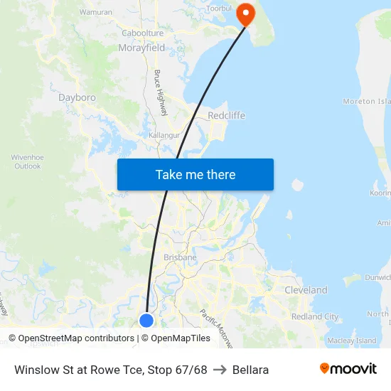 Winslow St at Rowe Tce, Stop 67/68 to Bellara map
