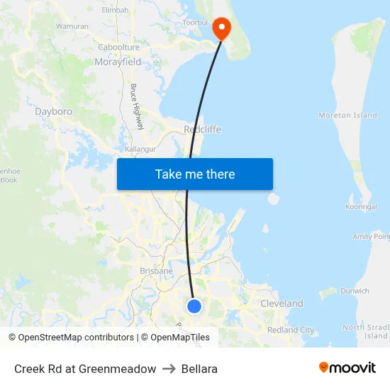 Creek Rd at Greenmeadow to Bellara map