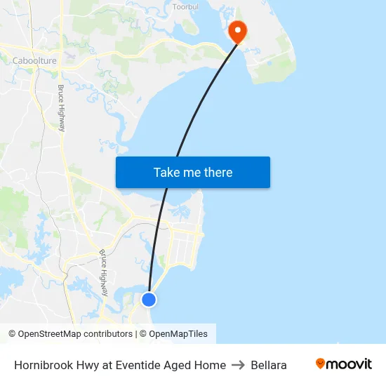Hornibrook Hwy at Eventide Aged Home to Bellara map