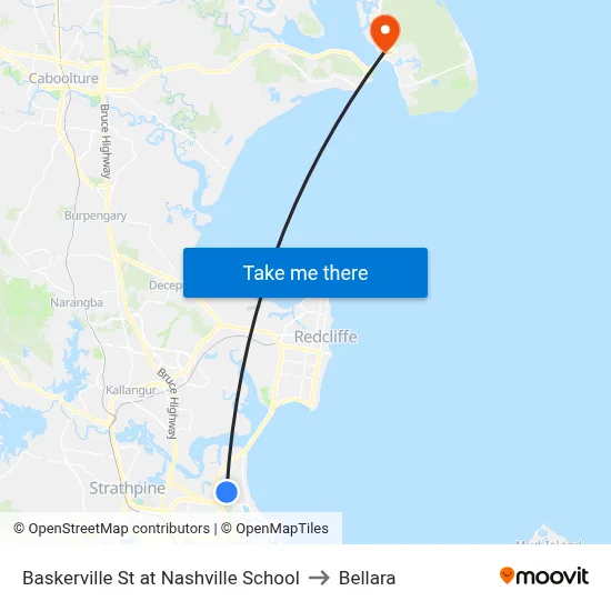 Baskerville St at Nashville School to Bellara map