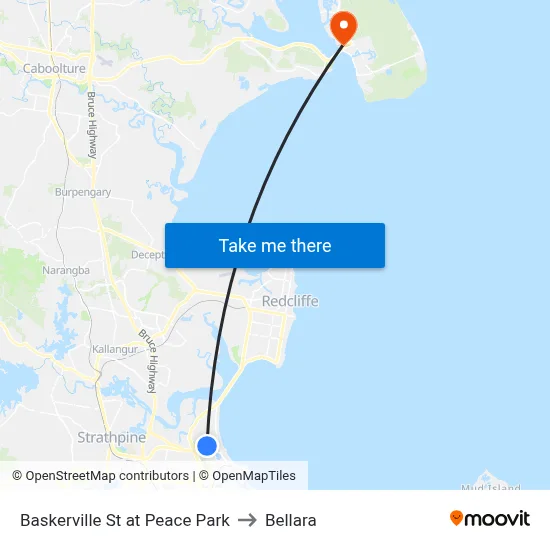 Baskerville St at Peace Park to Bellara map