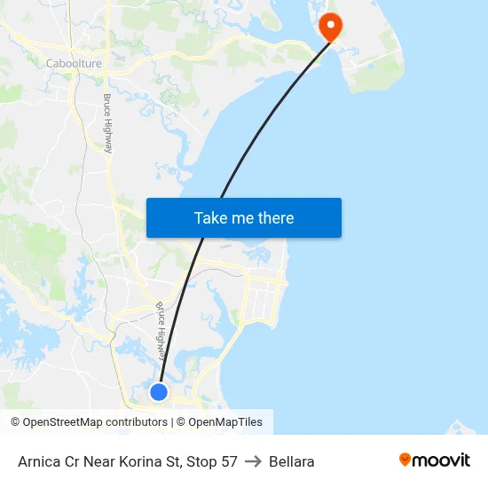 Arnica Cr Near Korina St, Stop 57 to Bellara map