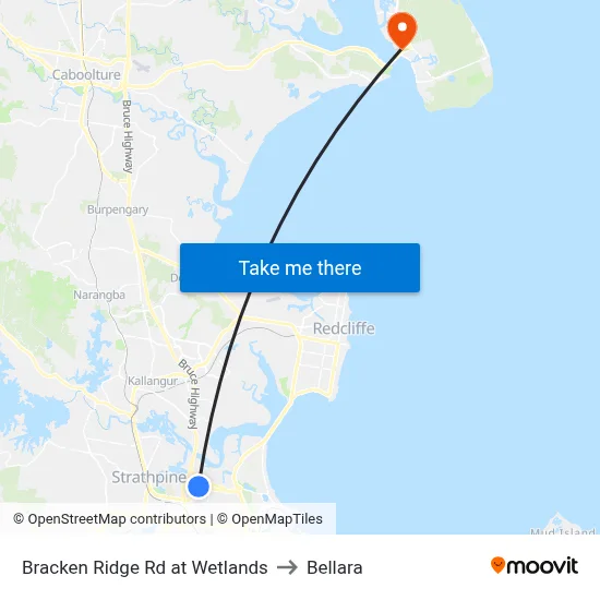 Bracken Ridge Rd at Wetlands to Bellara map