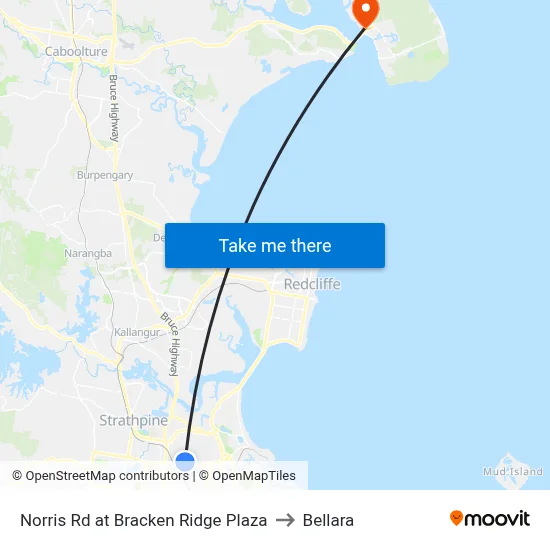 Norris Rd at Bracken Ridge Plaza to Bellara map