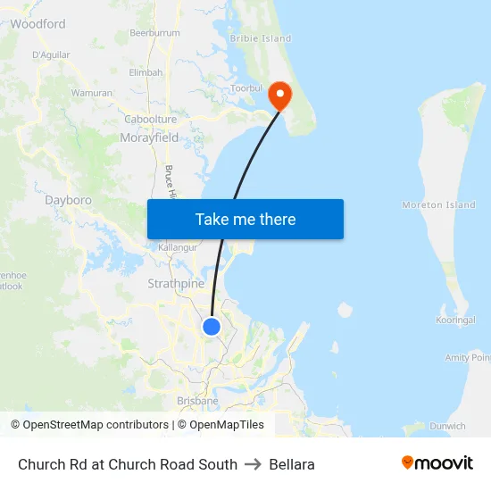 Church Rd at Church Road South to Bellara map