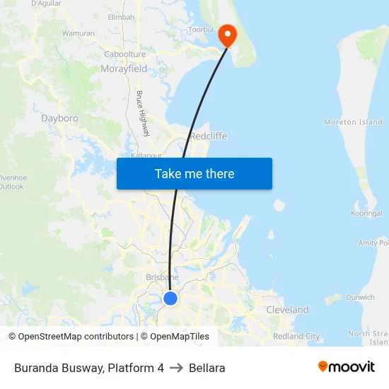 Buranda Busway, Platform 4 to Bellara map