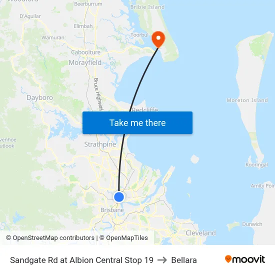 Sandgate Rd at Albion Central Stop 19 to Bellara map