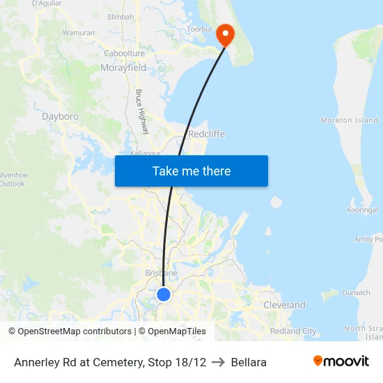 Annerley Rd at Cemetery, Stop 18/12 to Bellara map