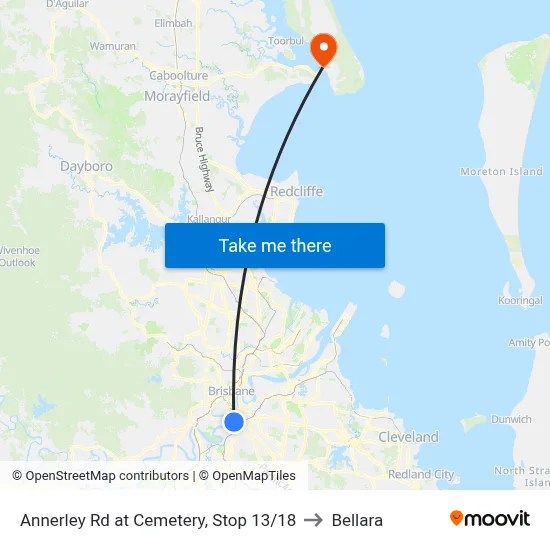 Annerley Rd at Cemetery, Stop 13/18 to Bellara map