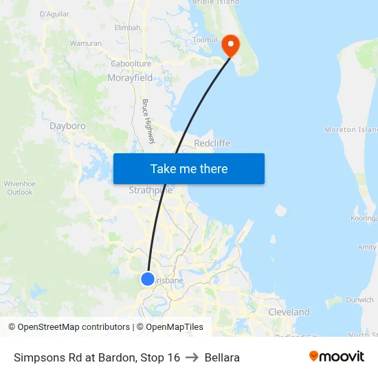 Simpsons Rd at Bardon, Stop 16 to Bellara map